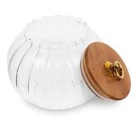 Veemoon Bocal Verre Citrouille 800ml Couvercle Bambou pour Café et Épices | Large Ouverture Facile à Nettoyer, Joint Étanche Garde Aliments Frais, Design Décoratif la Cuisine