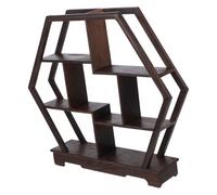 Veemoon Bois de Wengé Présentoir Étagère Ancienne Vintage, Hexagonal | Artisanat en Bois Massif, Structure Stable à Tenons et Mortaises, Base Ferme, Salon et Maison
