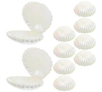 Veemoon Boîte à Dragées Coquillage en Plastique Blanc, Lot de 10, Design Unique Inspiré Mer, Portable Finition Brillante Longue Durée, pour Fêtes Marines