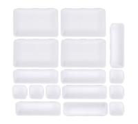Veemoon Boîte de Rangement Maquillage 16 Pièces Blanche 24x16x9 Cm, Organiseur Tiroir Modulable en Plastique, Séparateurs Tiroir Bureau Salle de Bain, Rangement Cosmétiques Polyvalent