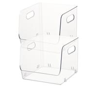 Veemoon Boîte de Rangement pour Maquillage Transparente en Pet, 2pcs, Design Empilable et Gain de Place, pour Bureau ou Cabinet