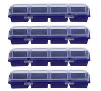 Veemoon Boîte de Rangement pour pièces en Plastique (Lot de 4) avec séparateurs et vis de tri, empilable, idéale pour Outils, Perles et Atelier (30,5 x 10,5 x 6 cm).
