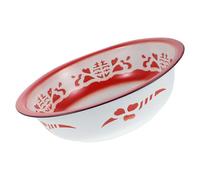 Veemoon Bol Mélangeur Vintage Émaillé Rouge 34 CM - Bassine Cuisine Multifonction pour Salade Soupe et Préparation Culinaire - Bol à Visage et Bain Pieds en Métal Épais