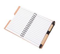 Veemoon Cahier à Spirale A5 en Papier Kraft avec Stylo, Écriture Fluide | Porte-stylo Intégré, Beige Sobre, pour Bureau et Voyage, Notes Organisées