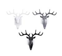 Veemoon Crochets Muraux en Plastique Noir Forme Corne de Cerf 3 Pièces, Crochets Solides pour Clés ou Parapluie, Décoration Maison Unique et Moderne