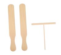 Veemoon Ensemble de 3 Pièces Spatule à Crêpes en Bois de Hêtre Râteau et T Forme 12 CM Non Monté Ustensile Omelettes et Crêpière Compatible Plaques Électriques et Poêles à Fond Plat