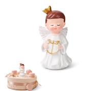 Veemoon Figurine d'ange en Résine pour Baptême - Décoration De Gâteau Élégante avec Cure-Dents Idéale pour Noël Et Fêtes Objet De Collection pour Maison De Poupée Et Table à