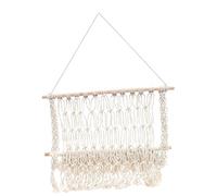 Veemoon Hamac Mural de Rangement Bohème en Coton et Bois, Étagère pour Livres et Petits Objets, Décoratif pour Chambre D’garçon et Filles, Salon ou Bureau