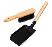 Veemoon Kit Cheminée Léger Pelle à Cendre à Bord Tranchant et Brosse de Nettoyage en Bois, pour Entretien des Plantes en Pot et Foyer