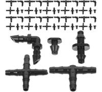 Veemoon Kit de Raccords D'irrigation Goutte à Goutte Noir 1/4 Pouce en PVC | Connecteurs à Barbes, Coudes 4 Voies et Bouchons, pour Réseaux Extérieurs, Jardiniers et Paysagistes