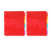 Veemoon Lot de 12 intercalaires à 6 onglets pour classeur à 3 anneaux, | Intercalaires de classeur A4 en plastique rouge avec pochettes avant et 6 onglets de couleur pour une organisation facile des