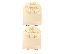 Veemoon Lot De 2 Cartes D'annonce De Naissance En Bois Avec Support, Accessoires Photo Pour Baby Shower, Décoration De Chambre D'enfant Et Nouveau-né