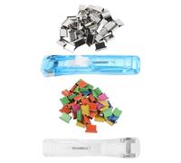 Veemoon Lot de 2 distributeurs de pinces à papier avec pinces à papier | Mini agrafeuse à pince, outil de reliure portable et rechargeable pour documents et copies d'examen
