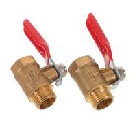 Veemoon Lot de 2 vannes à bille en laiton 1/4 pouce, mâle-femelle, arrêt, | Vanne à bille en laiton pour compresseur d'air, mini-vanne à bille en ligne, fermeture étanche, pour systèmes