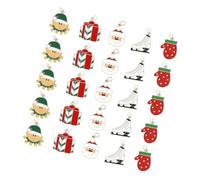 Veemoon Lot de 25 Pendentifs de Noël en Alliage Accessoires de Bijoux DIY pour Boucles D’Oreilles Motifs Elfes Père Noël Moufles Chaussures de Ski et Coffrets pour Décoration