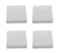 Veemoon Lot de 4 Capuchons de Poteaux Extérieurs Pvc Gris 10x10 Cm Chapeaux Plats Étanches Anti-uv pour Clôture de Jardin, Protection Solide Pluie, Accessoire Décoratif pour