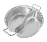Veemoon Marmite Shabu Shabu avec séparateur - Marmite compartimentée de 34 cm - en acier inoxydable pour une cuisson séparée, des repas à partager et des réunions - Ustensile de cuisson à