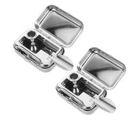 Veemoon Mini Cendrier de Poche Portable 2pcs en Acier Inoxydable Carré avec Couvercle Coupe-Vent Étanche et Facile à Nettoyer pour Voiture et Camping