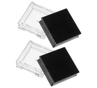 Veemoon Organisateur Cosmétique Portable en Plastique Noir et Blanc Rechargeable Coffret Maquillage Vide 4pcs Boîte à Fards à Paupières Carrée pour Yeux et Blush
