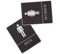 Veemoon Plaque Autocollante Acrylique avec Braille pour Toilettes Unisexes Indicateur de Genre Accessible Signalisation Salle de Bain pour Portes Publiques Facile à Installer et