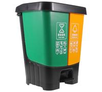 Veemoon Poubelle Plastique Double Compartiment 16l avec Pédale Cuisine et Environnements Commerciaux, Séparation des Déchets Secs et Humides