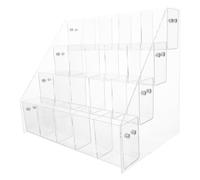 Veemoon Présentoir Stylo Acrylique Transparent 4 Niveaux, Support Bureau | Design Angle Droit, Base Stable, Usage Polyvalent Maison et Boutique, pour Stylos et Pinceaux