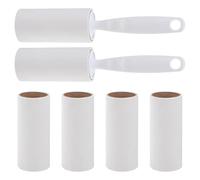 Veemoon Rouleau Adhésif Anti-Poils Réutilisable Blanc, Lot de 8 avec Recharge, Brosse Manuelle pour Vêtements, Canapés et Tapis, Élimination des Poils de Chien, Chat et Peluches,