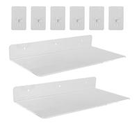 Veemoon Support Mural Gain de Place pour Salle de Bain Cuisine Adhésif en Acrylique Transparent 2pcs, Étagères Murales Modernes, Grosse Capacité pour Jardinière