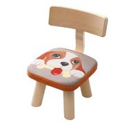 Veemoon Tabouret pour Garçon et Filles Dossier en Bois, Siège en Coton Lin Amovible et Lavable, Design Robuste Motif Chiot, pour Salle de Lecture et Maternelle
