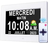 Véfaîî Amélioré 19 Alarmes Horloge Numérique, Automatique de L’Heure D’été, Réveil Murale Silencieux avec 20 Rappels Personnalisés pour Les Adultes et Les Enfants et la maladie d'Alzheimer
