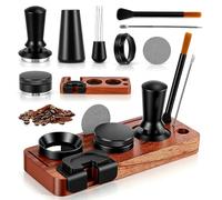 VeftBltrem Lot de 8 accessoires pour expresso - Tamper à café de 51 mm avec station tamper et outil WDT, outil de distribution et bague de dosage pour porte-filtre, convient pour Breville et Delonghi