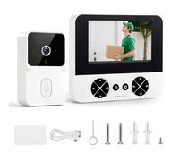 VeftBltrem Sonnette sans Fil avec Caméra, 1080P 4.3" Sonnette Vidéo sans Fil Exterieur, IP65 Exterieur étanche, Vision Nocturne, Audio Bidirectionnel, Vision Nocturne, sans APP, sans WiFi