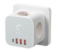 VEFVE Cube Multiprise Murale avec USB C 20W, Bloc 7-en-1 avec 3 Prises Secteur, 4 Ports USB (1 USB-C + 3 USB-A), Chargeur Rapide, Interrupteur, 3680W - pour Maison, Bureau, Téléphone