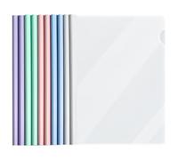 VEGCOO 10 Pièces Transparent Reliure Dossier Baguette, Feuilles A4 Couverture De Rapports Plastique, classeur avec barre coulissante pour École, Bureau, Accueil, Resume, Documents, Couleurs Pastel