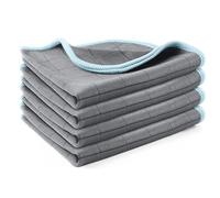 VEGCOO 4 Chiffons en Fibre de Carbone, Chiffon Microfibre sans Trace à Polir, Lingette Essuie Verre pour Vitres, Voiture, Vaisselle,Cuisine (30 x 30 cm) (4 pcs-Bleu)