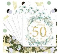 VEGCOO 48 Pcs Serviette Papier Anniversaire, 33 × 33 cm Serviette Papier Vert Sauge avec Confettis d'Anniversaire pour Décorations de Fête d'Anniversaire Femmes Hommes (30 ans)