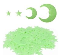 VEGCOO Lot de 254 étoiles phosphorescentes, 250 étoiles et 4 lunes, étoiles lumineuses 3D, étoiles phosphorescentes, autocollants muraux pour décoration de chambre à coucher