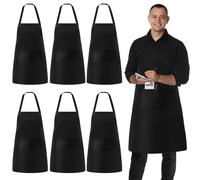 Vegena 6 Pièces Tablier Cuisine, Tablier de Cuisine Homme Femme, Tablier Barbecue avec 2 Poches, Polyvalent pour Cuisine, Jardinage, Restaurant, Barbecue, Café