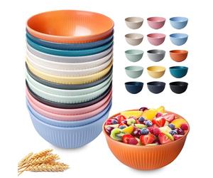 Vegena Lot de 15 bols à céréales 700 ml, bols à salade incassables, réutilisables, en plastique, bols à soupe, bols à céréales, bols de camping, salade, céréales, pâtes, ramen