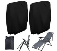VEGENA Lot De 2 Housses De Protection Pour Chaises Pliantes Oxford Coupe-Vent Anti-UV Anti-Poussière Pour Chaises De Jardin Empilables Noir