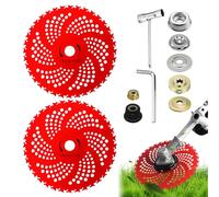 Vegena Lot de 2 lames de débroussailleuse de 22,9 cm x 36 dents en carbure de tungstène avec kit adaptateur universel, lames pour débroussailleuse, débroussailleuse, désherbeur