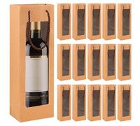 Vegena Lot de 20 sacs cadeaux en papier kraft pour vin, champagne, spiritueux et whisky. Sacs cadeaux en papier kraft marron de 35 x 9,5 x 9,5 cm, parfaits pour toutes les occasions