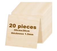 VEGOATY Lot de 20 plaques de contreplaqué : 300 x 300 x 1,5 mm - Plaques en bois de balsa fines pour bricolage, modélisme et projets créatifs, couleur naturelle