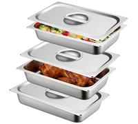 VEGOATY Récipient GN 1/3 x 6,5 cm avec couvercle : Récipient gastronomique de haute qualité en acier inoxydable, récipient robuste en acier inoxydable avec couvercle, pour restaurant, buffet, cuisine