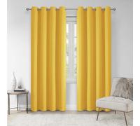VEHEDE Lot de 2 rideaux occultants à isolation thermique avec œillets pour chambre à coucher, rideaux assombrissants doux pour salon, rideaux décoratifs insonorisants, 139,7 x 175,3 cm (l x L), jaune