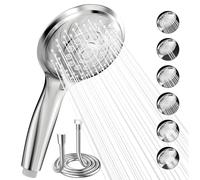 VEHHE Pommeau de douche chromé avec tuyau 1,5 m - Pommeau à effet pluie et bec en silicone autonettoyant