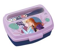 Vehicule Porteur Tataway Boîte à Sandwich Bleue Disney pour Filles en Plastique Frozen Elsa Anna et Olaf avec Cuillère et