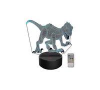 Veilleuse 3D dinosaure pour enfants, cadeau de Noël, anniversaire, jouet Indoraptor, lampe illusion 3D, lumière animale, cadeaux