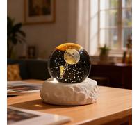 Veilleuse 3D en forme de boule de cristal galaxie avec alimentation USB, 3 modes de couleur, décoration de bureau sur le thème de la lune, cadeau pour anniversaire, Saint-Valentin, maison, bureau