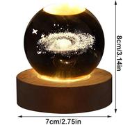 Veilleuse 3D en forme de grande roue de cristal pour enfants - Lampe de nuit en verre avec base en bois - Décor Blanc VEILLEUSE